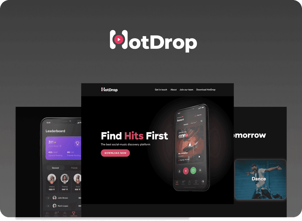 A sleek website Design for HotDrop
